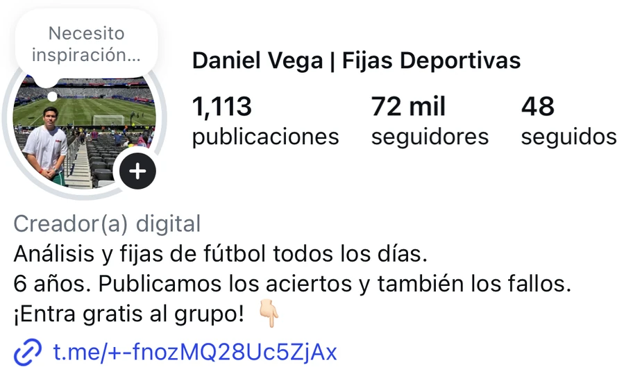 Perfil de Instagram de Las Fijas Latam: 1,113 publicaciones, 72 mil seguidores y su biografía